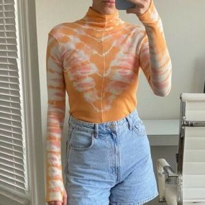 We The Free Orange Tie Dye Paloma Turtleneck